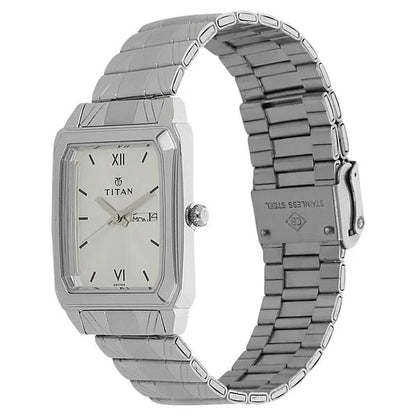 Titan Quartz Analog with Day and Date Silver Dial Stainless Steel Strap Watch for Men-NL1581SM03