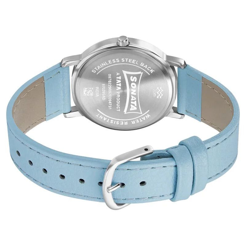 Sonata Play Blue Dial Women Watch With Leather Strap -NP87029SL03