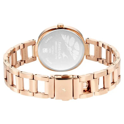 Fastrack Stunners Quartz Analog Golden Dial Stainless Steel Strap Watch for Girls-NR6277WM01