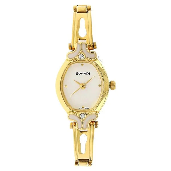 Sonata Quartz Analog White Dial Stainless Steel Strap Watch for Women-NS8068YM03